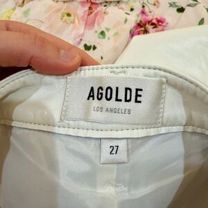 Agolde Glossy White Leather Pants